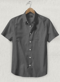 Ash Gray Stretch Twill Shirt - Half Sleeves