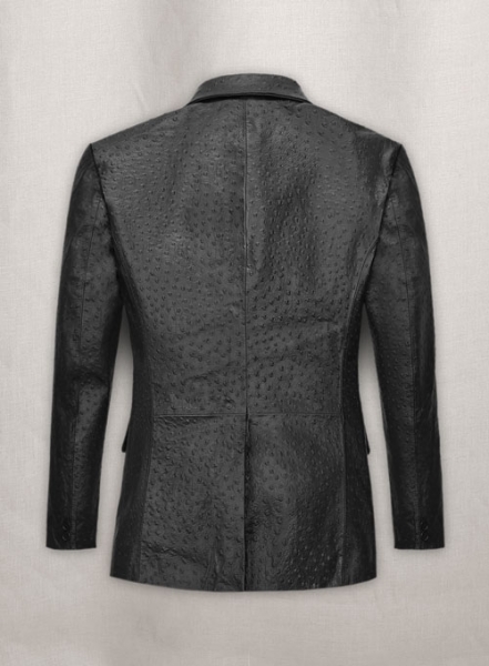 Black Ostrich Leather Blazer