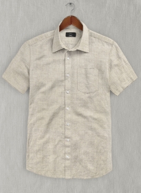 Oatmeal Beige Linen Shirt - Half Sleeves