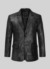Croc Black Western Leather Blazer Croc Black Western Leather Blazer