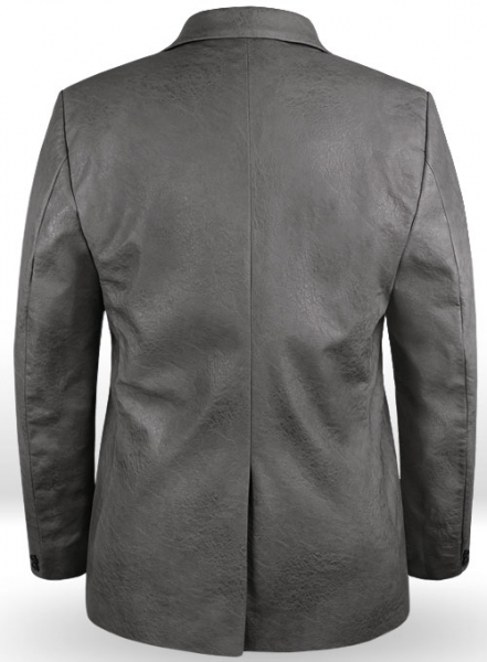 Classic Gray Stretch Pleather Blazer