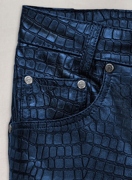 Croc Metallic Blue Leather Pants - Jeans Style