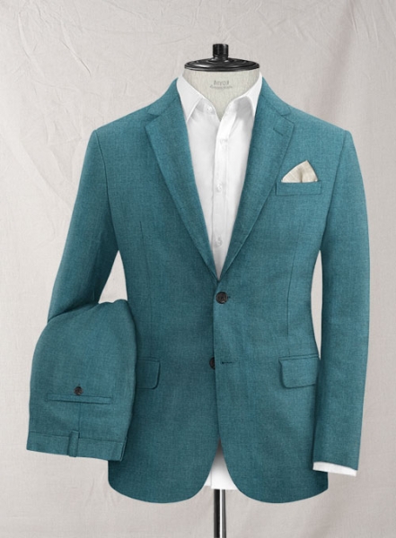 Italian Linen Peacock Blue Suit