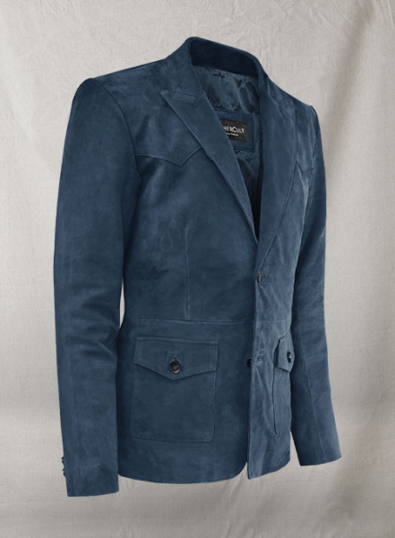 Blue Suede Western Leather Blazer