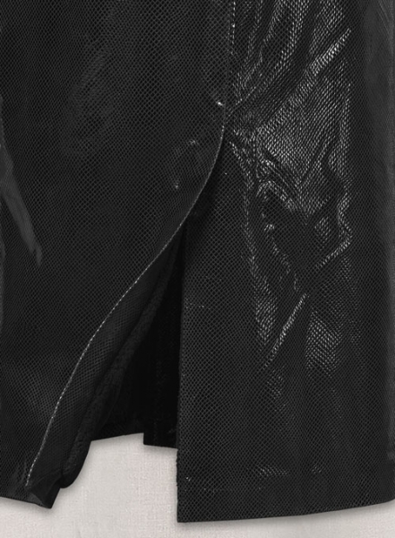 Snake Emboss Black Tom Hardy Dark Knight Leather Trench Coat