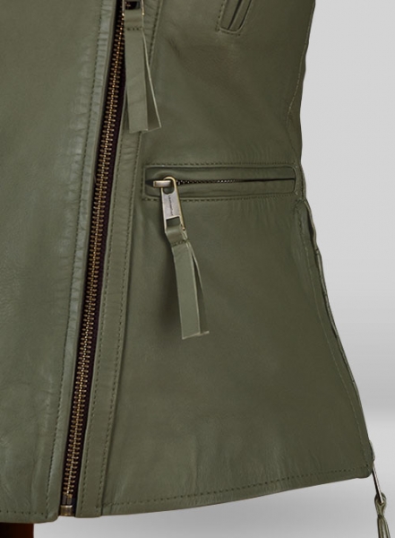 Basicallo Green Washed Leather Jacket #255