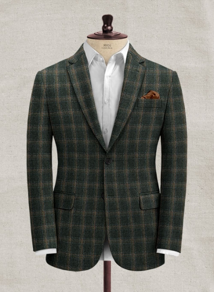 Italian Acallo Dark Green Tweed Jacket