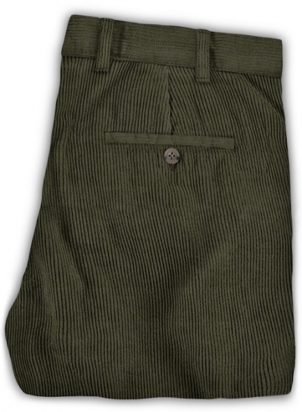 Olive Thick Corduroy Trousers - 8 Wales
