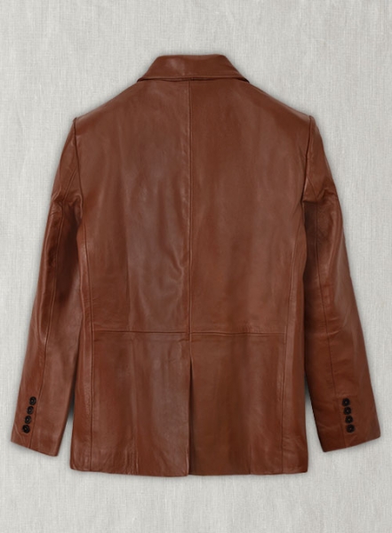 Tan Brown Leather Blazer - 46 Long