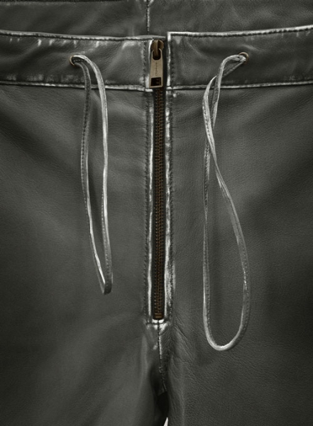 Rubbed Charcoal Ricky Martin Leather Pants