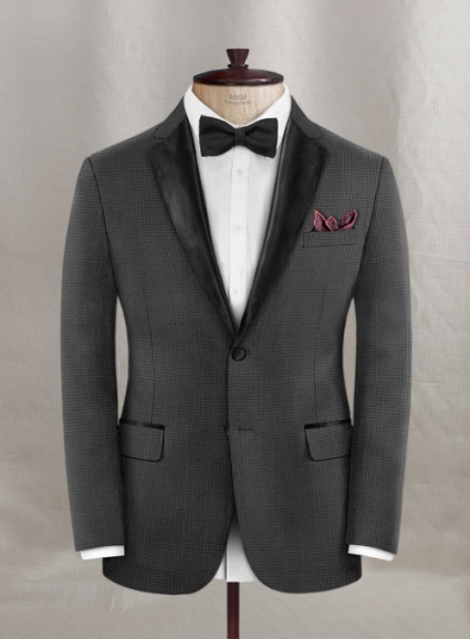 Napolean Mini Houndstooth Gray Wool Tuxedo Jacket