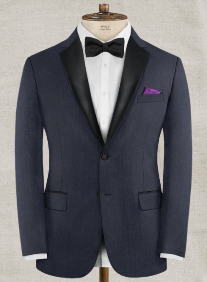 Napolean Navy Blue Wool Tuxedo Jacket