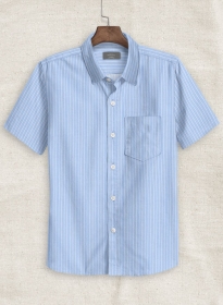 Italian Cotton Blue Stripes Shirt - Half Sleeves