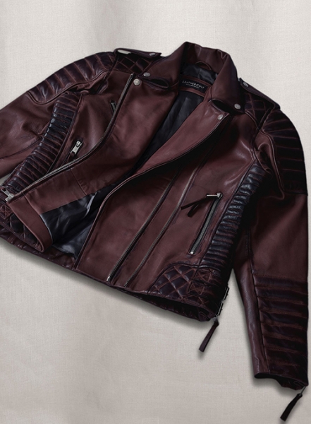 Charlotte Burnt Wine Leather Jacket