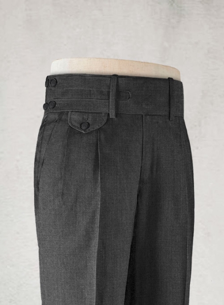 Napolean Sharkskin Charcoal Double Gurkha Wool Trousers