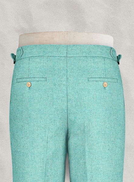 Melange Aqua Blue Highland Tweed Trousers