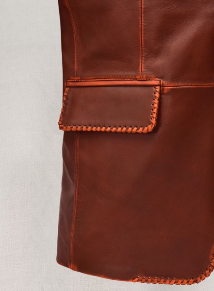 Rubbed Tan Brown Medieval Leather Blazer