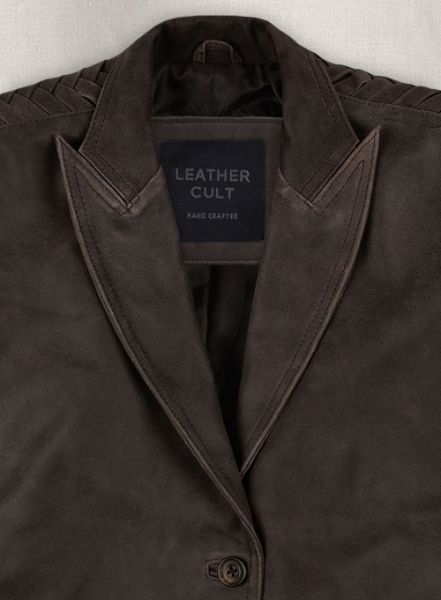 Vintage Brown Grain Eva Mendes Ghost Rider Leather Blazer