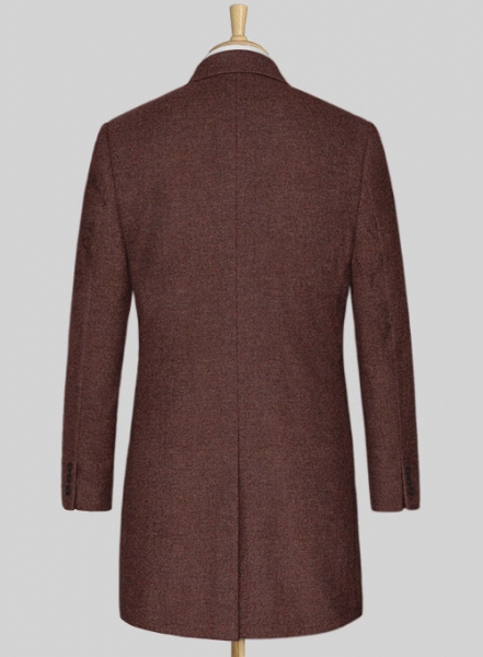 Royal Wine Herringbone Tweed Overcoat