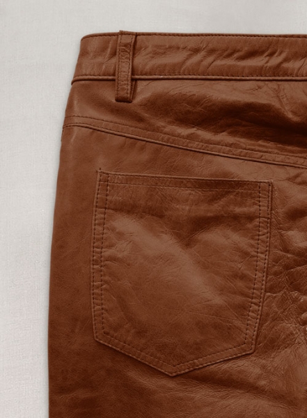 Cognac Leather Pants - Jeans Style
