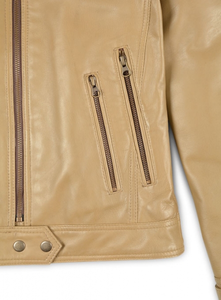 Soft Beige Wax Leather Jacket # 219