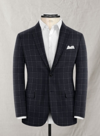 Graf Blue Checks Wool Jacket