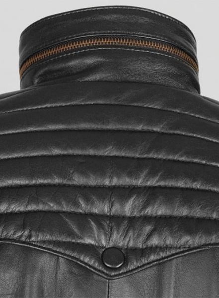 Thick Black Leather Jacket # 641