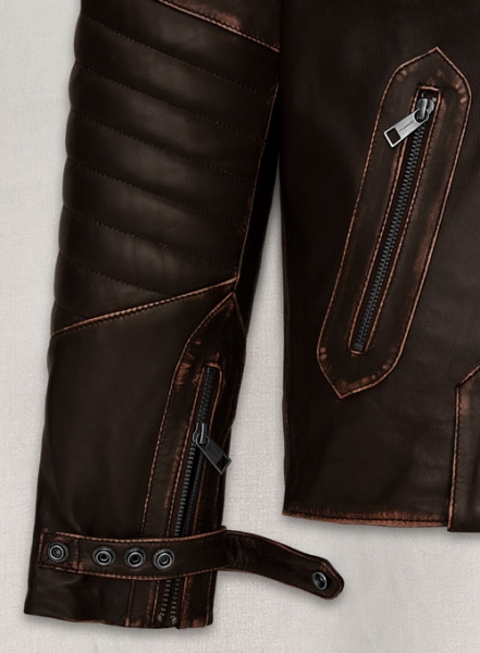 Rubbed Brown David Leather Jacket