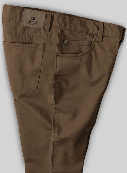 Brown Feather Cotton Canvas Stretch Jeans
