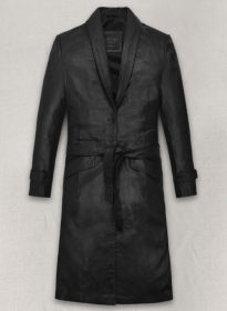 Beltaire Leather Long Coat