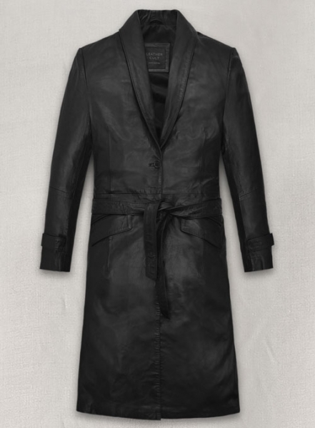 Beltaire Leather Long Coat