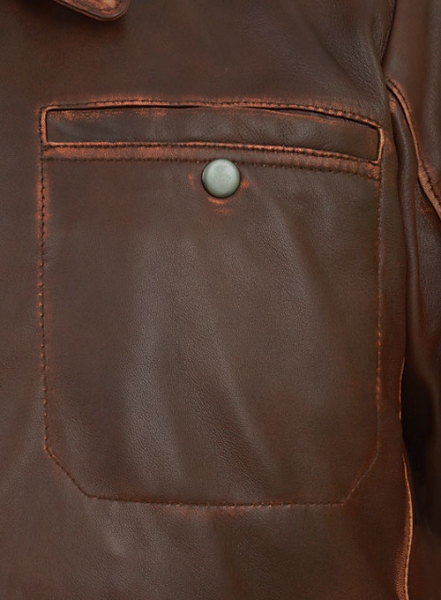Espresso Rubbed Tan Leather Jacket