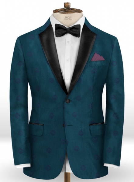 Lion Dark Teal Wool Tuxedo Jacket