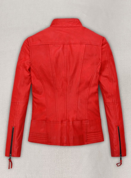 Soft Blood Red Washed and Wax Leather Jacket # 520