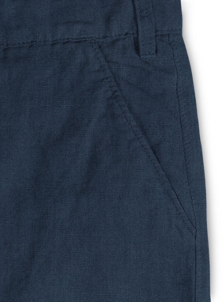 Safari Blue Cotton Linen Shorts