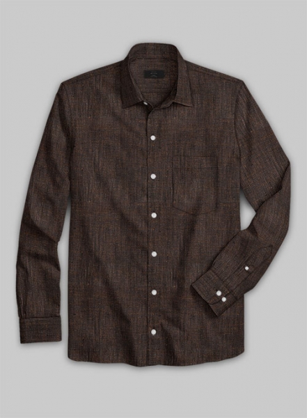European Dark Brown Linen Shirt - Full Sleeves