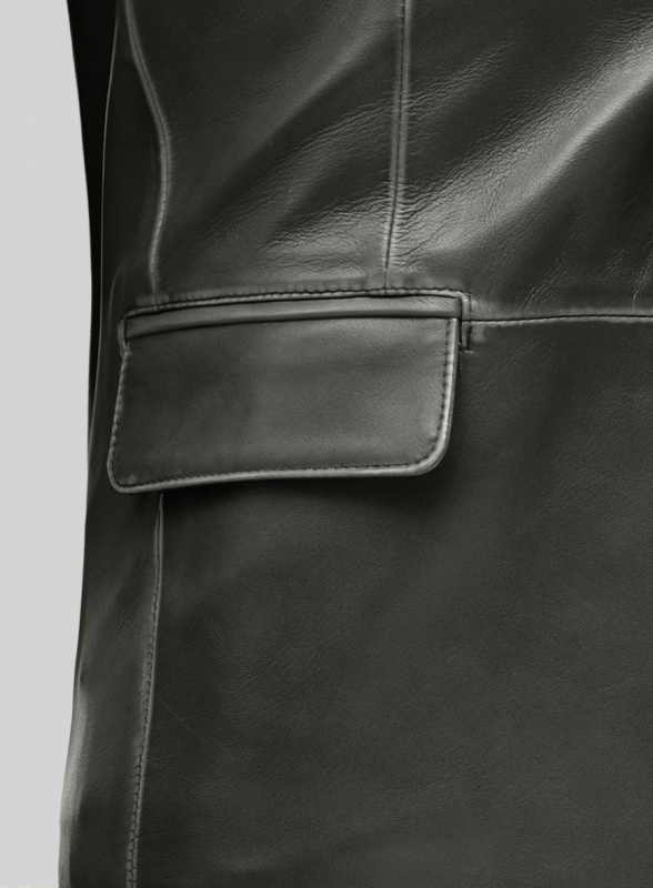 Rubbed Charcoal Leather Blazer