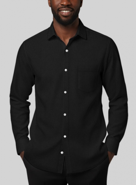 Giza Black Cotton Shirt - Full Sleeves