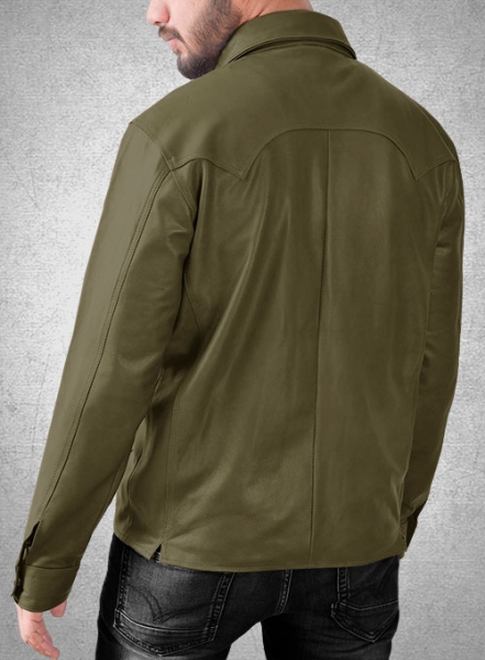 Light Weight Unlined Mauve Green Leather Shirt