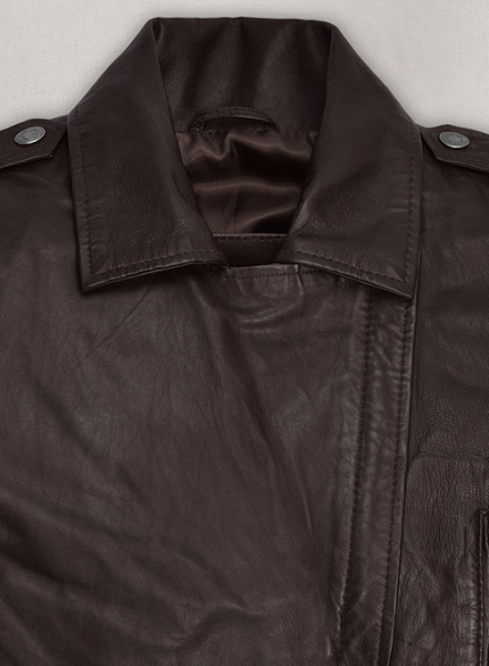 Soft Brown Washed & Wax Kendall Jenner Leather Jacket #3