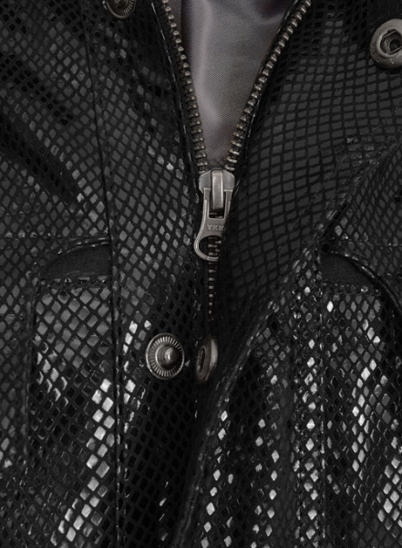 Snake Emboss Black Avengers Age of Ultron Leather Jacket