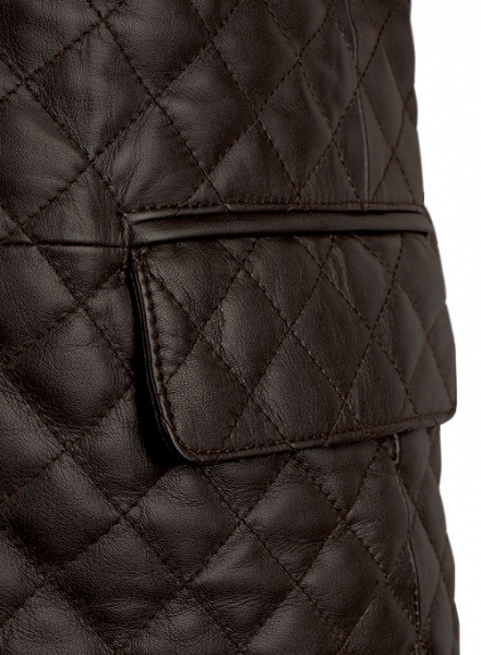 Dark Brown Bocelli Quilted Leather Blazer