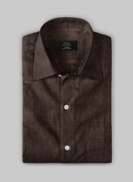European Dark Brown Linen Shirt - Full Sleeves