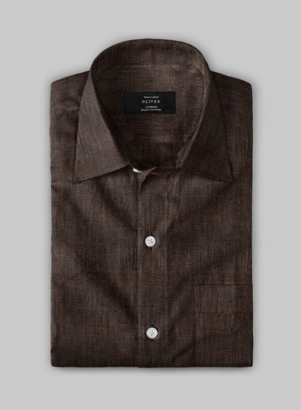European Dark Brown Linen Shirt - Full Sleeves