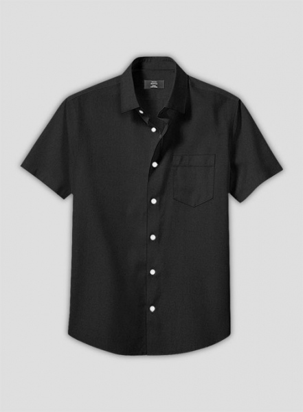 Black Stretch Poplene Shirt - Half Sleeves