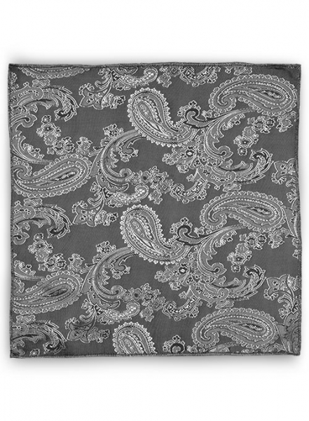 Paisley Pocket Square - Silver