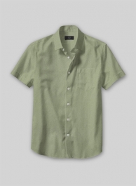Basil Dust Stretch Poplene Shirt - Half Sleeves
