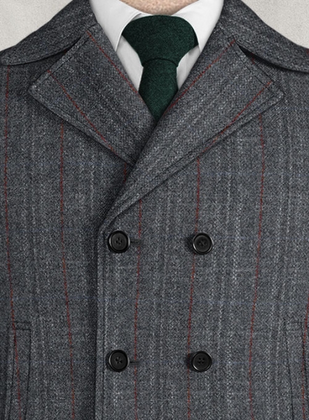 Harris Tweed Welsh Gray Pea Coat
