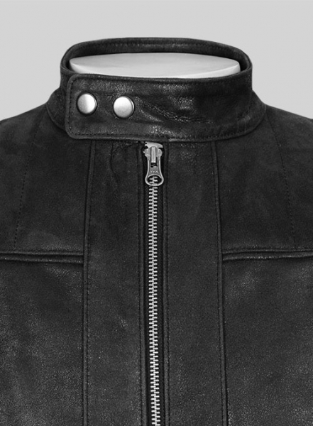 Distressed Black Leather Jacket # 112