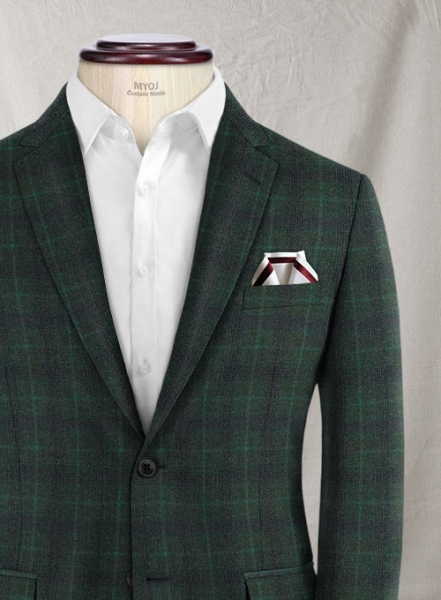 Reda Sap Green Checks Wool Jacket
